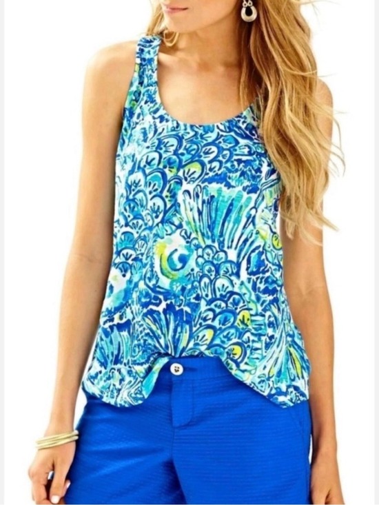 Lilly Pulitzer Tops - Lilly Pulitzer Cordelia Blue Paisley Racerback Tank | Size Small